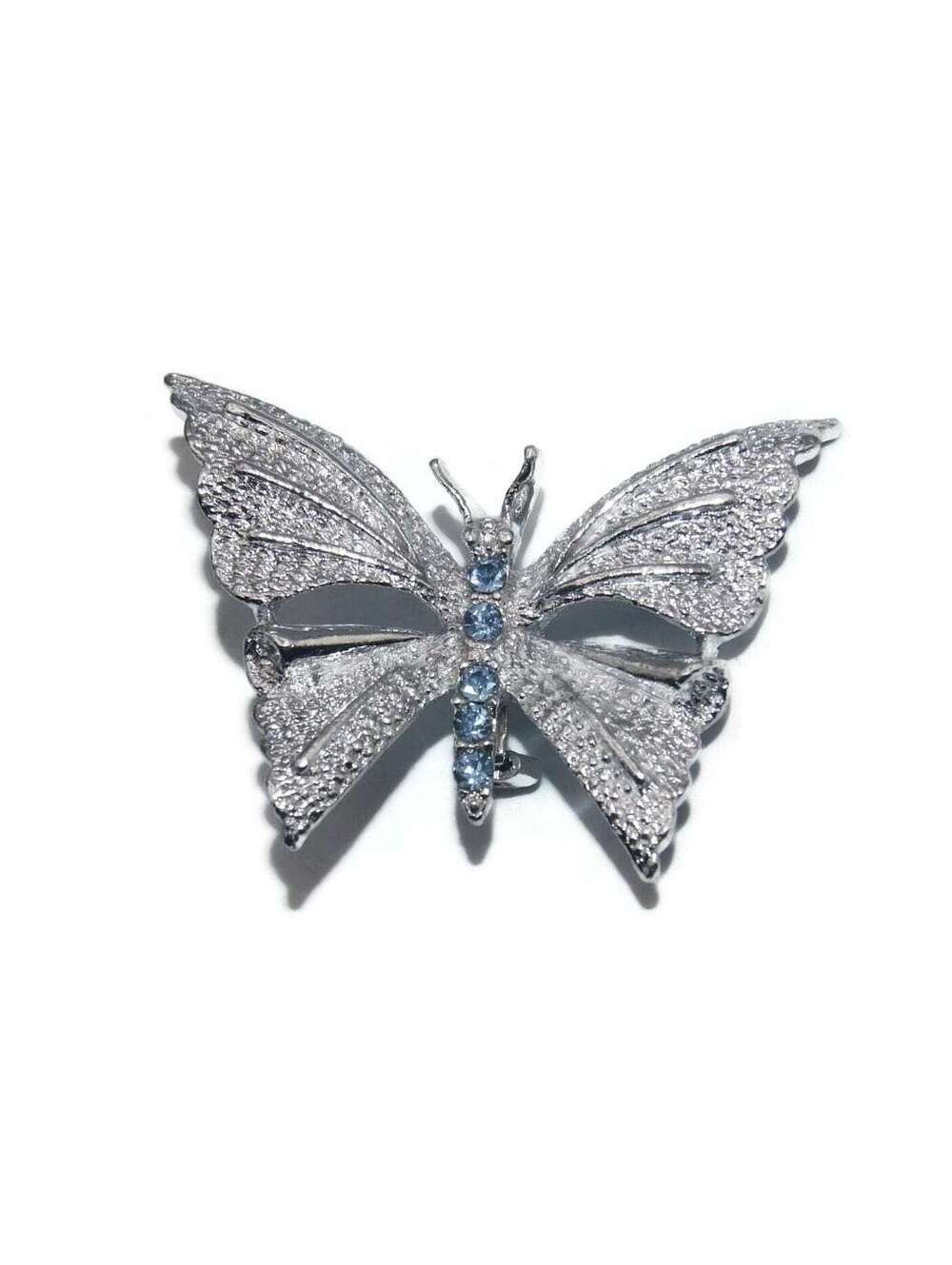 VTG Gerry's Silver Tone & Blue Rhinestones Butterfly Brooch, Gerry's Hallmark
